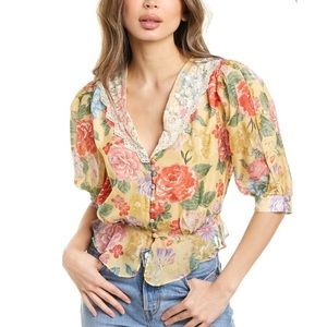 NWT Divine Heritage Silk Floral Blouse
